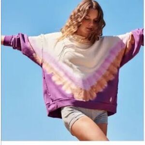 FP Movement Metti tie dye purple and orange ombré crew neck sweatshirt